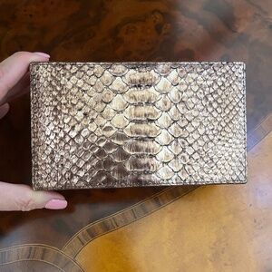 Nancy Gonzalez Genuine Python Metallic Bronze Clutch Bag